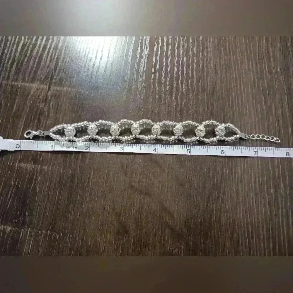 Handmade rhinestone beaded bracelet - Picture 4 of 4